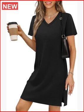 Polyester Rayon Spandex Blend V-Neck Casual Sundress Summer Dress